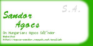 sandor agocs business card